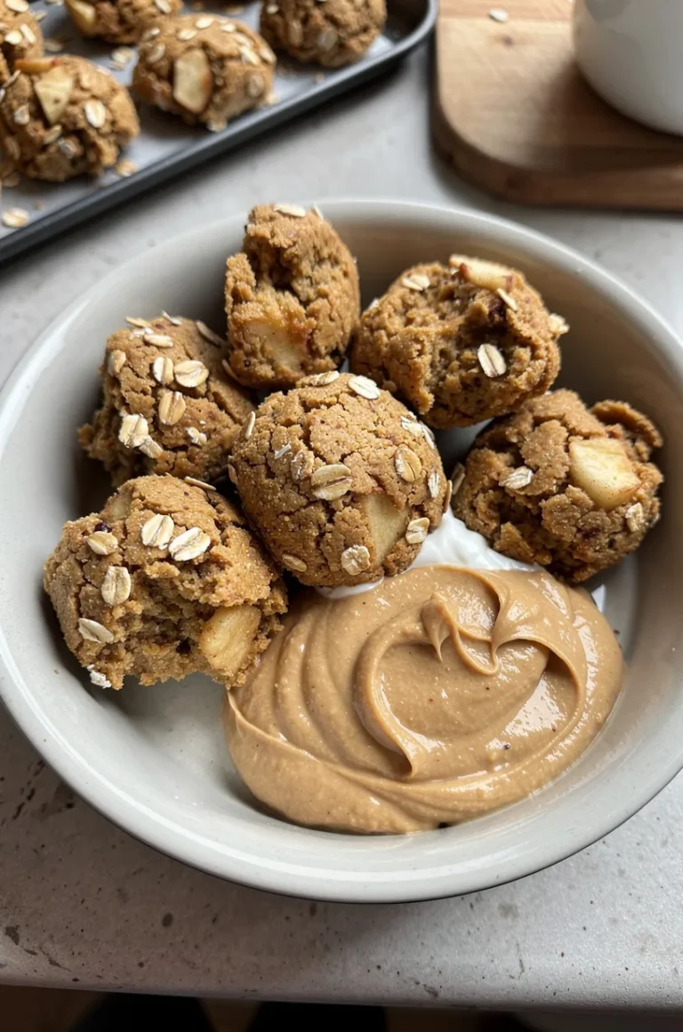 Apple oat dog cookies with peanut butter dip