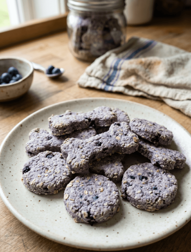Easy Blueberry Yogurt Oven-Baked Dog Treats Recipe