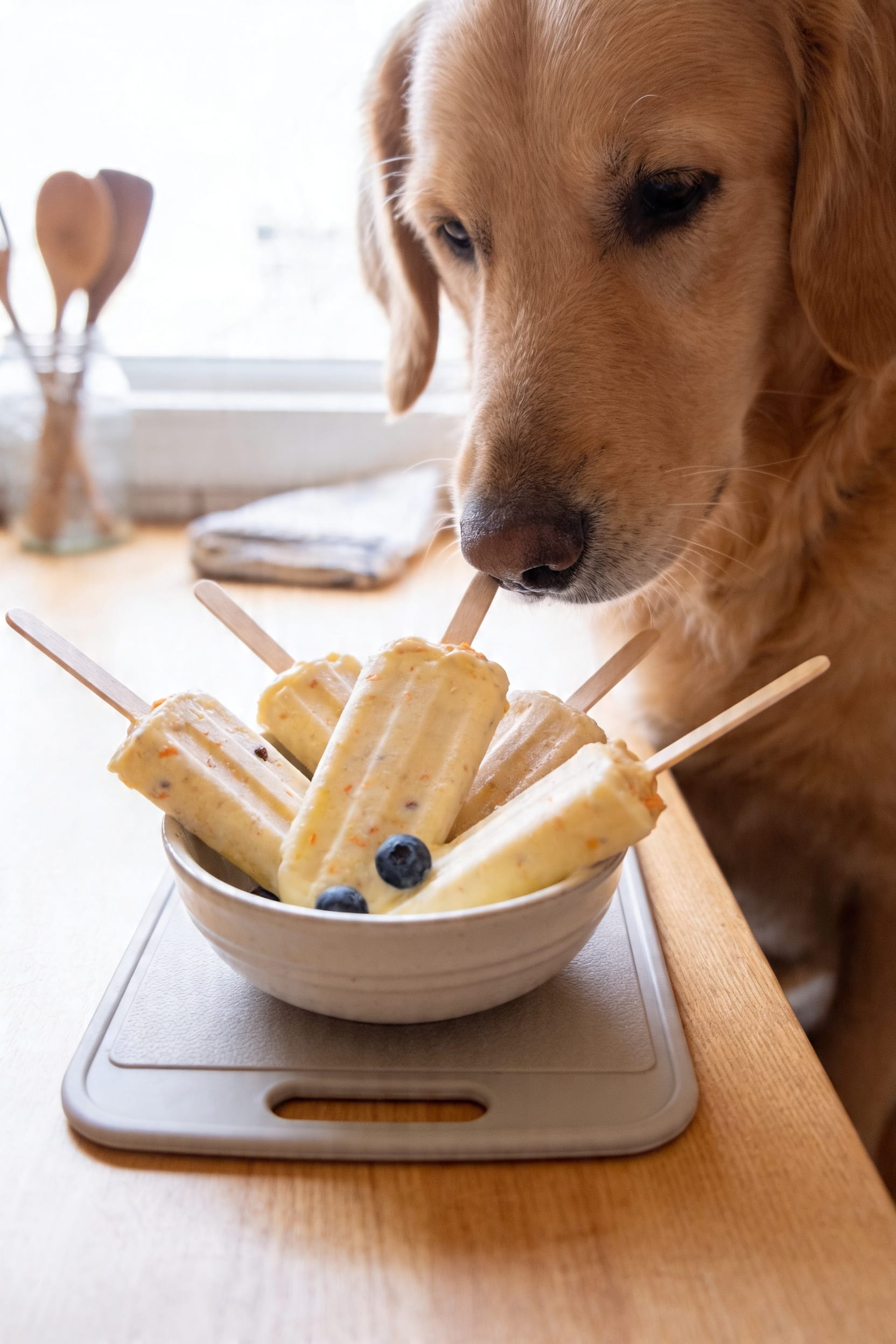 Same dog food photoshoot, same home kitchen, same natural window light, same smartphone camera style