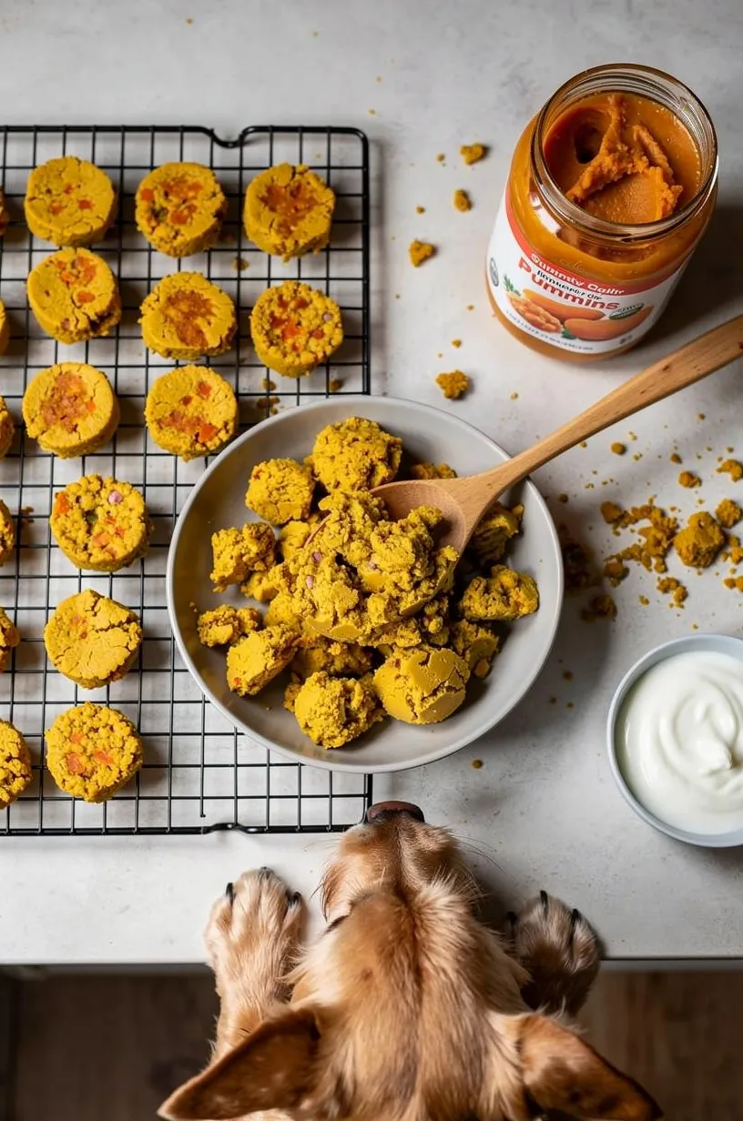 Same dog food photoshoot, same home kitchen, same natural window light, same smartphone camera style