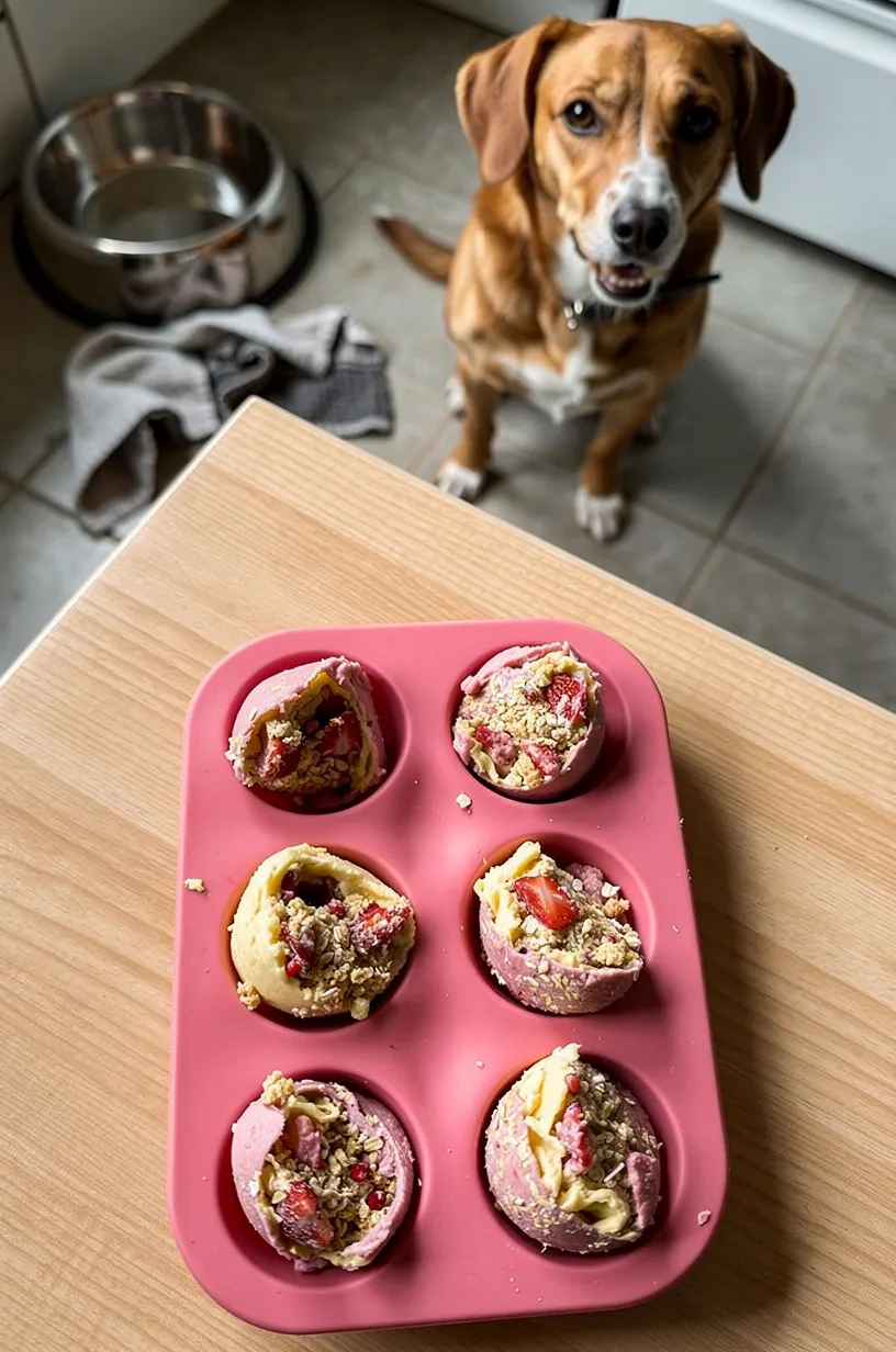 Same dog food photoshoot, same home kitchen, same natural window light, same smartphone camera style