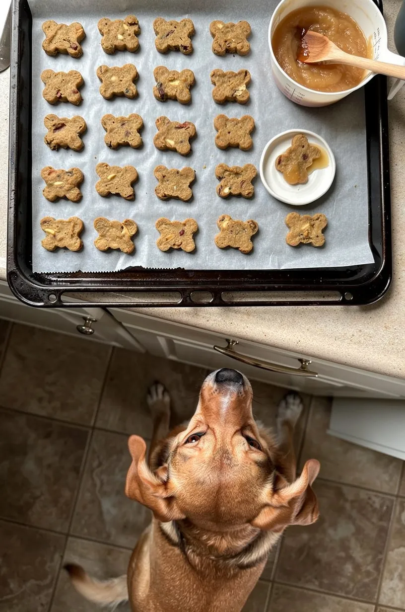 Same dog food photoshoot, same home kitchen, same natural window light, same smartphone camera style