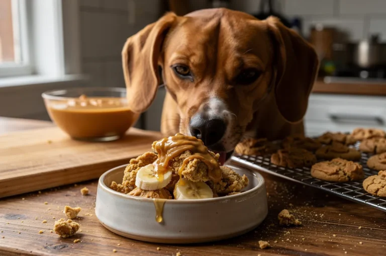 Banana Peanut Butter Dog Cookies with Honey Drizzle