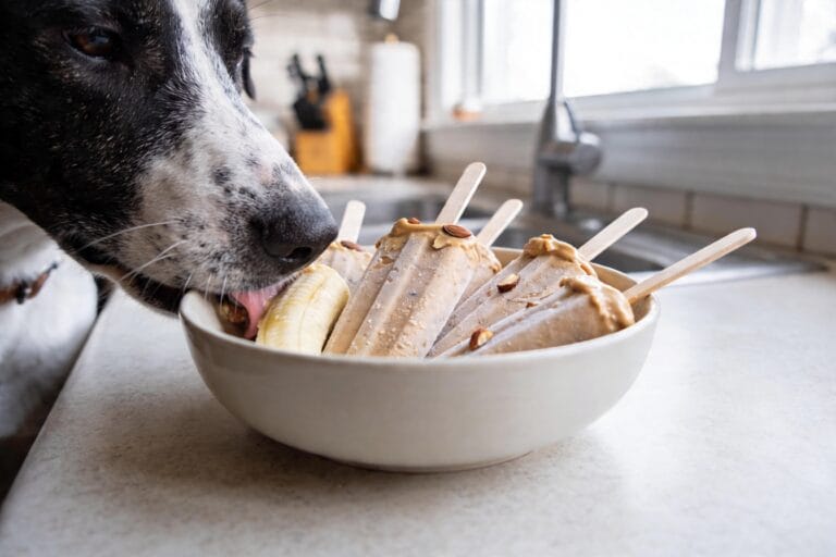 Almond Butter Banana Frozen Dog Pops