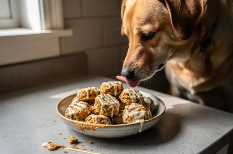 Peanut Butter Pumpkin Dog Cookies with Cream Cheese Glaze