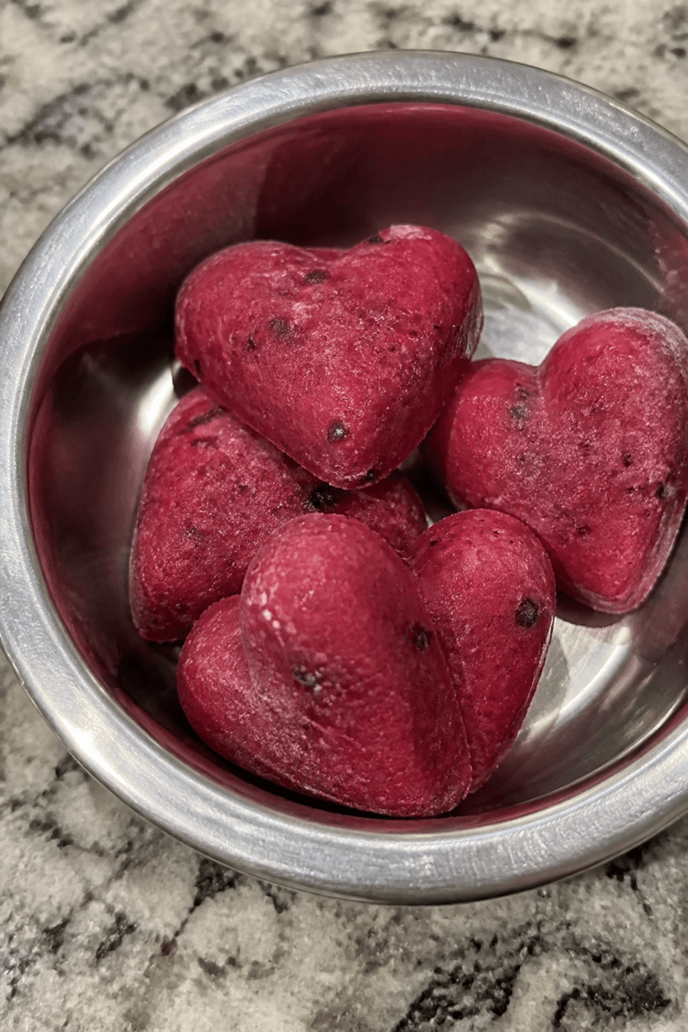 Berry Beet Frozen Dog Treat Hearts,