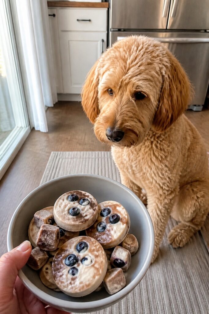 Same pet recipe photoshoot, same home kitchen, same natural window light, same smartphone camera sty