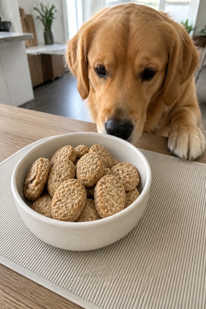 Same pet recipe photoshoot, same home kitchen, same natural window light, same smartphone camera sty