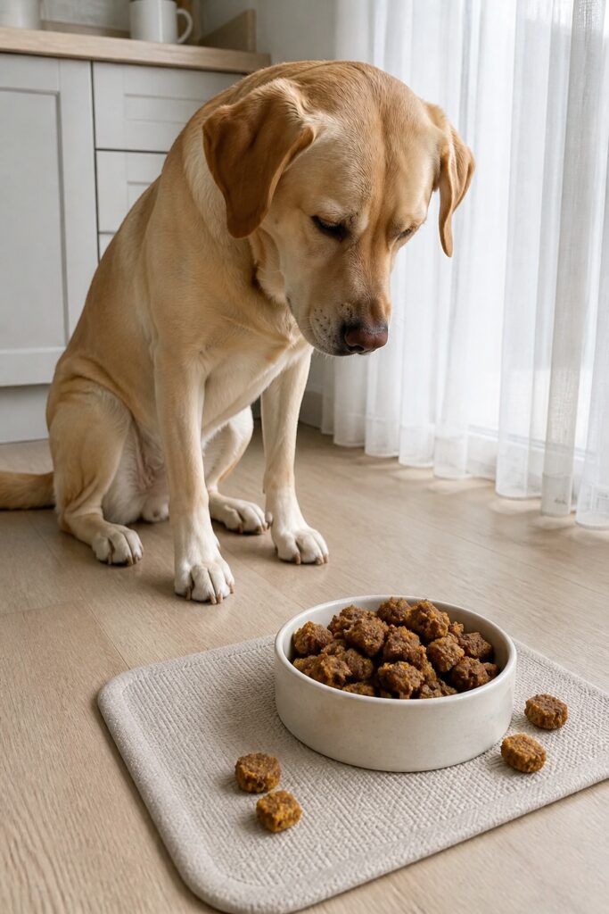 Same pet recipe photoshoot, same home kitchen, same natural window light, same smartphone camera sty