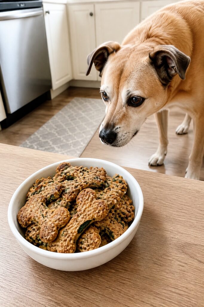Same pet recipe photoshoot, same home kitchen, same natural window light, same smartphone camera sty