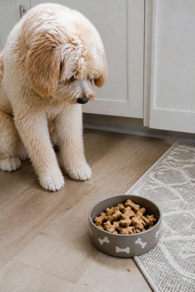 Same pet recipe photoshoot, same home kitchen, same natural window light, same smartphone camera sty