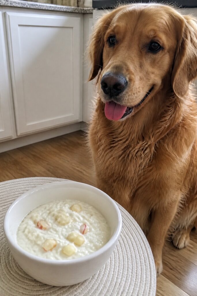 Same pet recipe photoshoot, same home kitchen, same natural window light, same smartphone camera sty