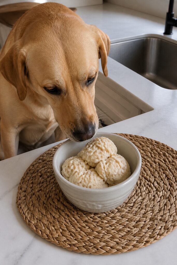 Same pet recipe photoshoot, same home kitchen, same natural window light, same smartphone camera sty