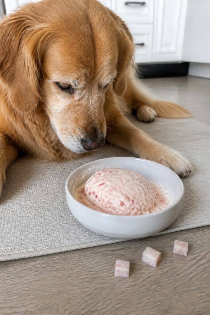 Same pet recipe photoshoot, same home kitchen, same natural window light, same smartphone camera sty