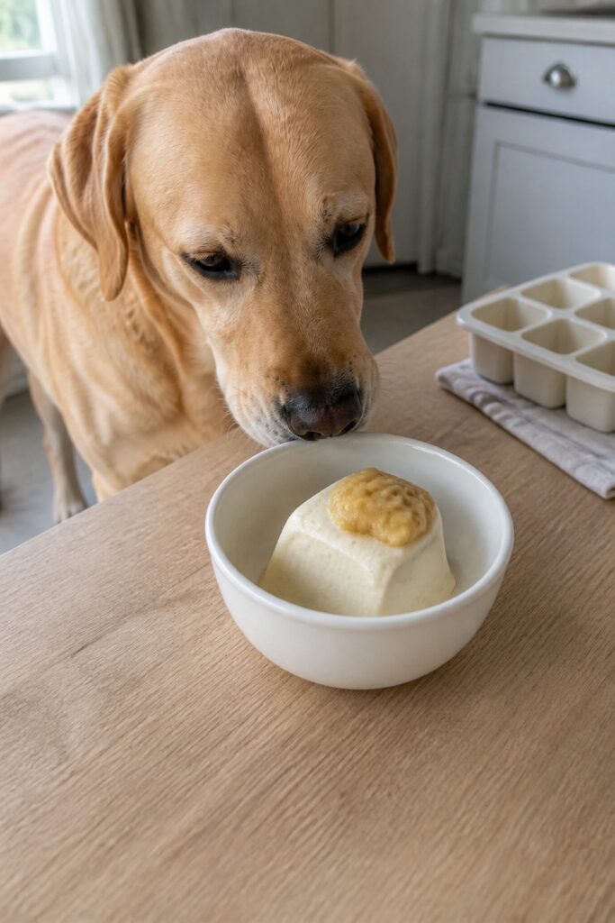 Same pet recipe photoshoot, same home kitchen, same natural window light, same smartphone camera sty