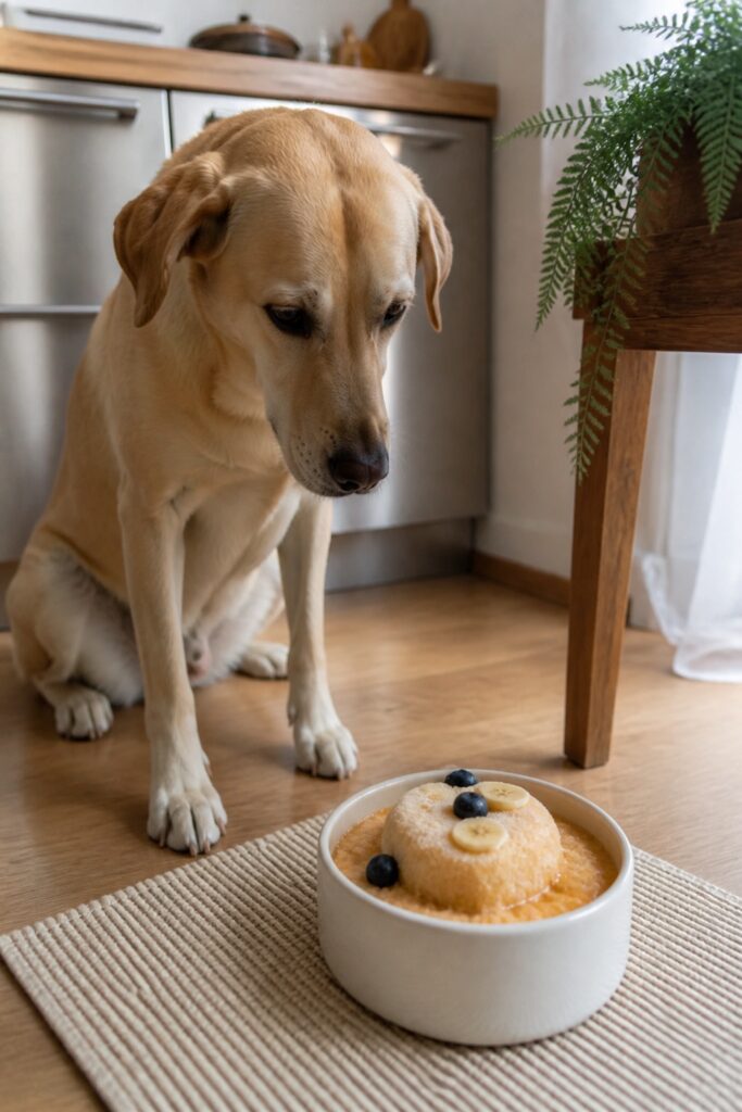 Same pet recipe photoshoot, same home kitchen, same natural window light, same smartphone camera sty