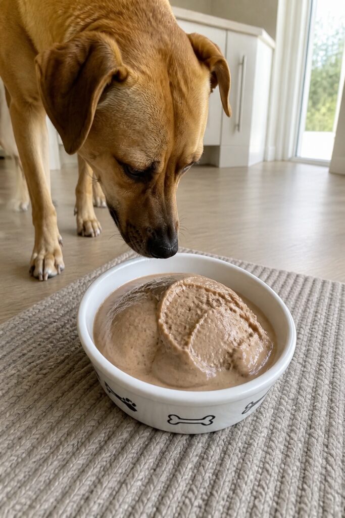 Same pet recipe photoshoot, same home kitchen, same natural window light, same smartphone camera sty