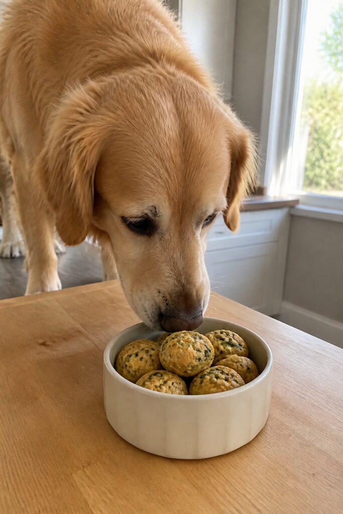 Same pet recipe photoshoot, same home kitchen, same natural window light, same smartphone camera sty