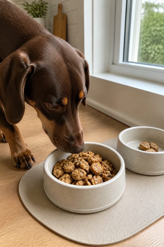 Same pet recipe photoshoot, same home kitchen, same natural window light, same smartphone camera sty