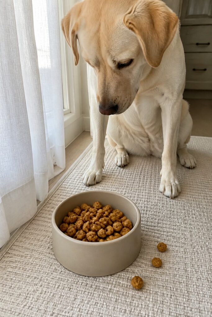 Same pet recipe photoshoot, same home kitchen, same natural window light, same smartphone camera sty