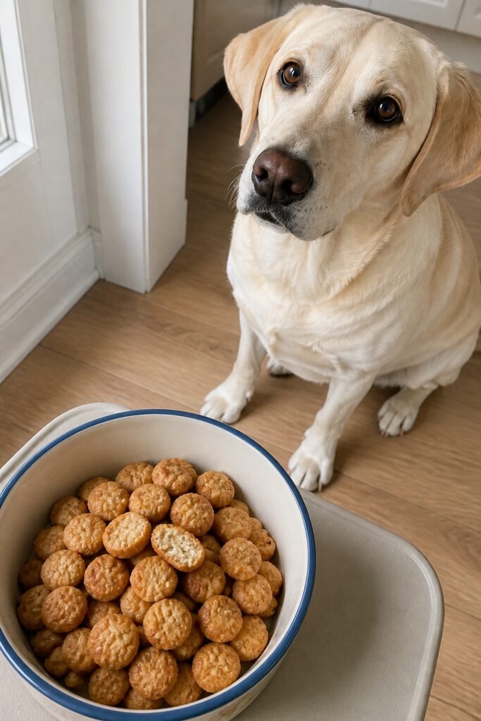 Same pet recipe photoshoot, same home kitchen, same natural window light, same smartphone camera sty
