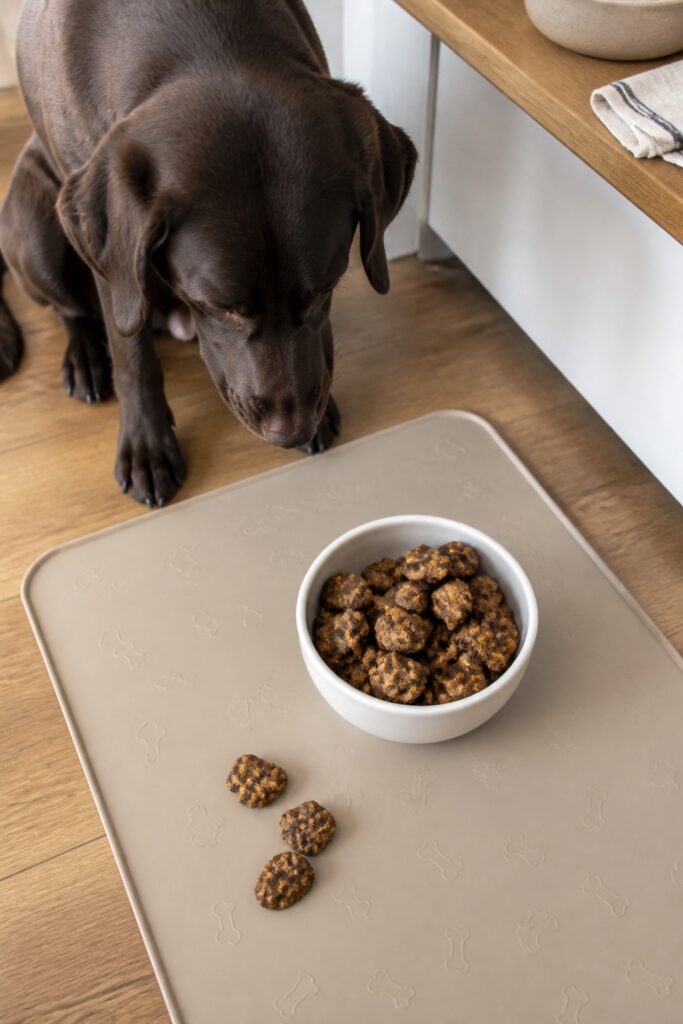 Same pet recipe photoshoot, same home kitchen, same natural window light, same smartphone camera sty