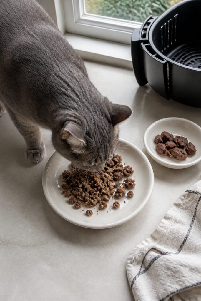 Same pet recipe photoshoot, same home kitchen, same natural window light, same smartphone camera sty