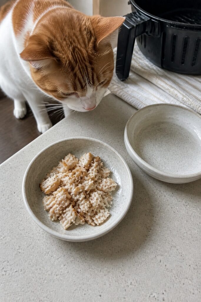 Same pet recipe photoshoot, same home kitchen, same natural window light, same smartphone camera sty