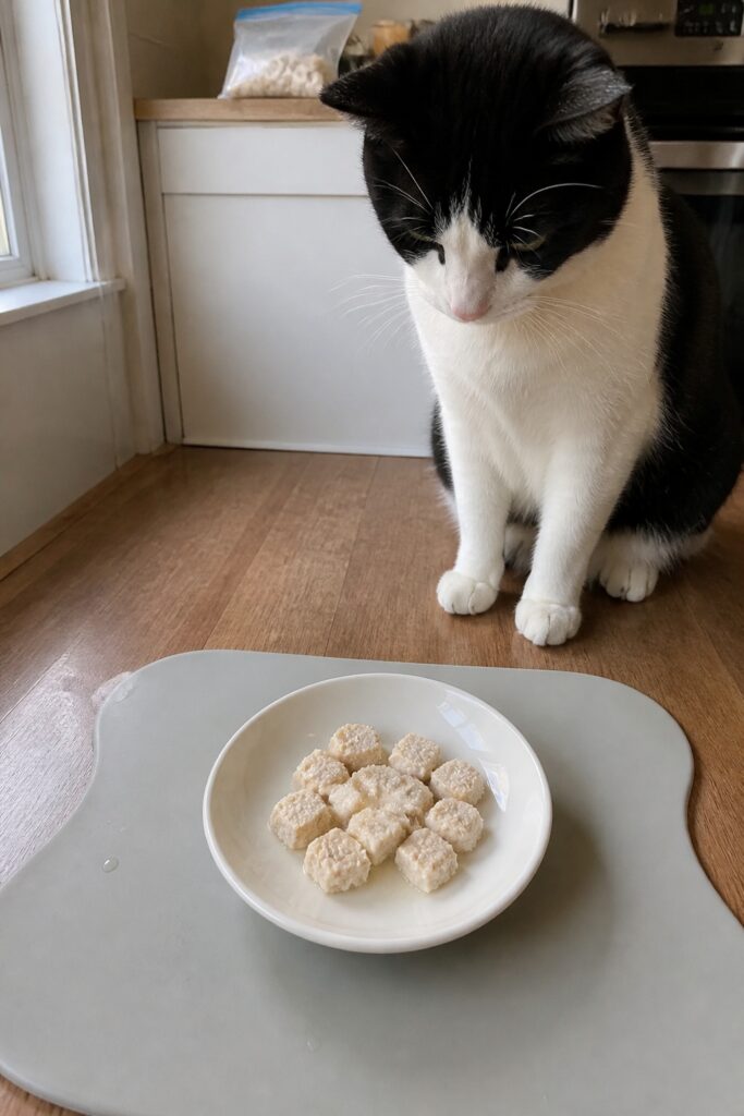 Same pet recipe photoshoot, same home kitchen, same natural window light, same smartphone camera sty