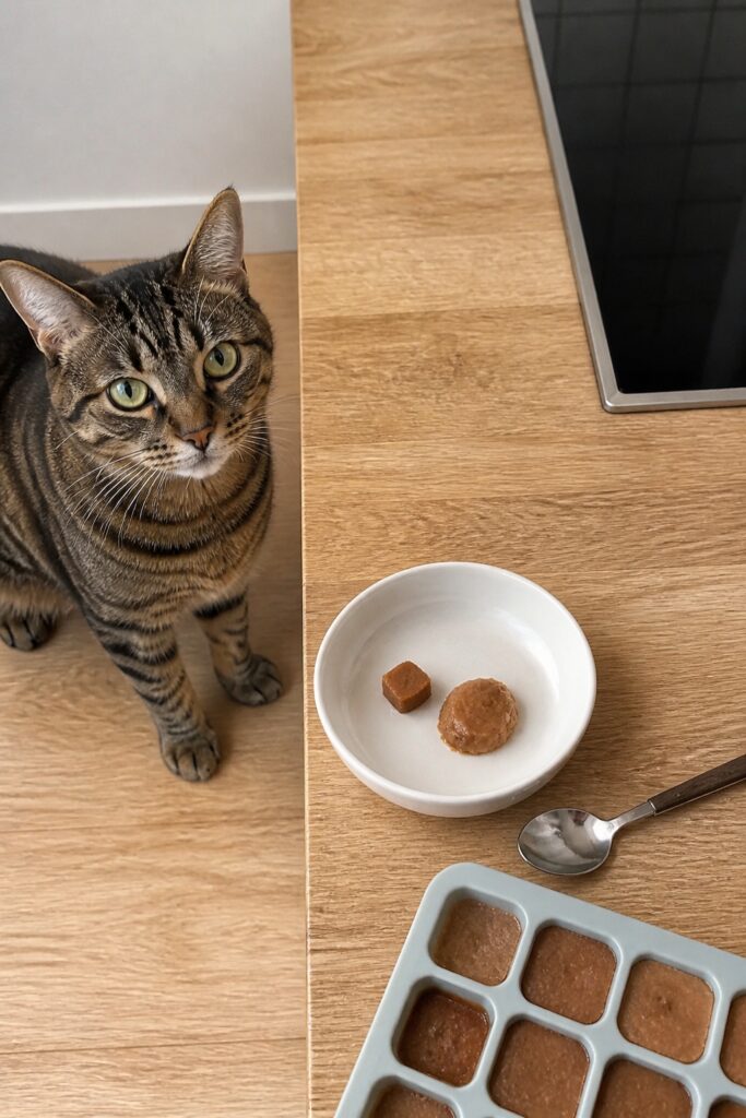 Same pet recipe photoshoot, same home kitchen, same natural window light, same smartphone camera sty