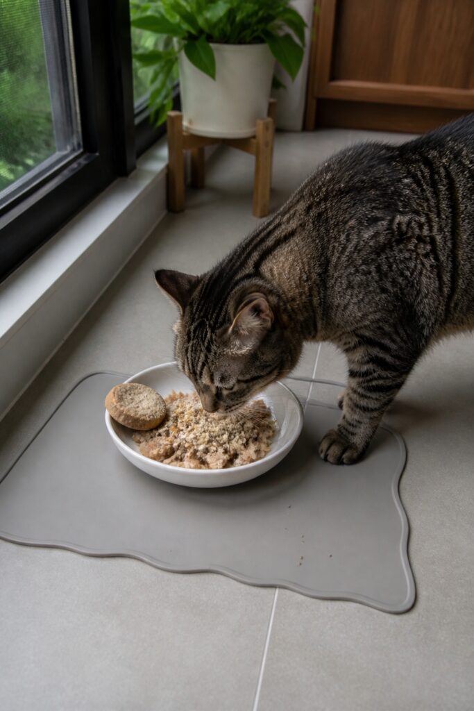 Same pet recipe photoshoot, same home kitchen, same natural window light, same smartphone camera sty