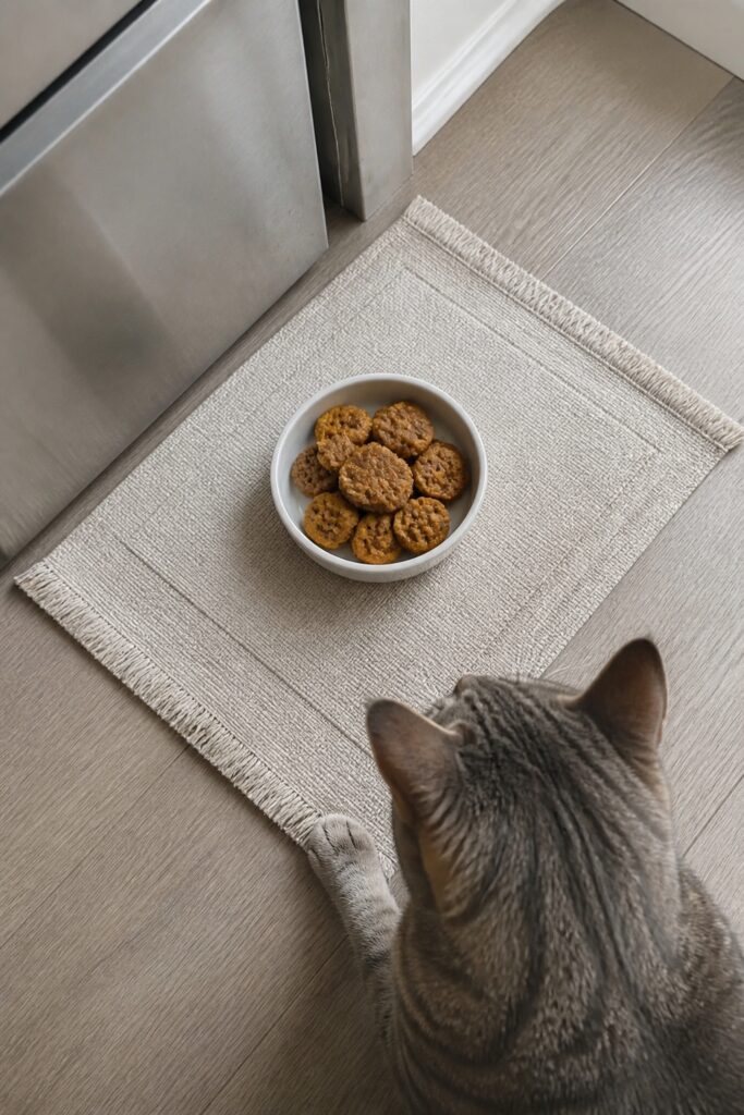 Same pet recipe photoshoot, same home kitchen, same natural window light, same smartphone camera sty