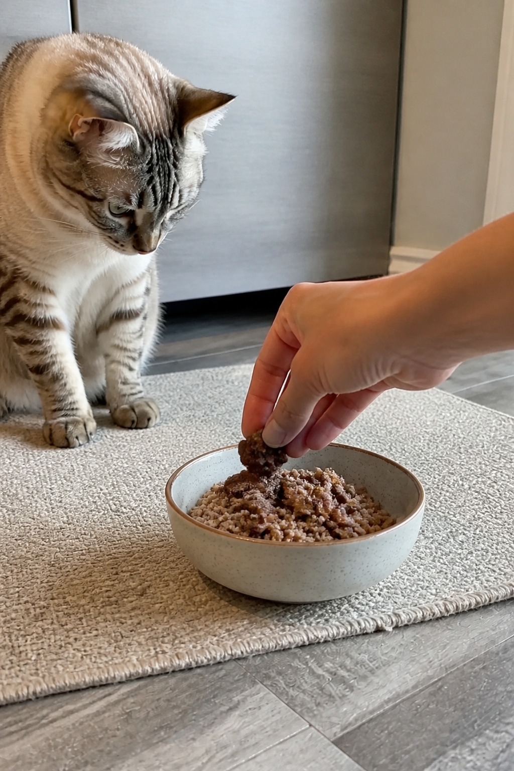 Same pet recipe photoshoot, same home kitchen, same natural window light, same smartphone camera sty