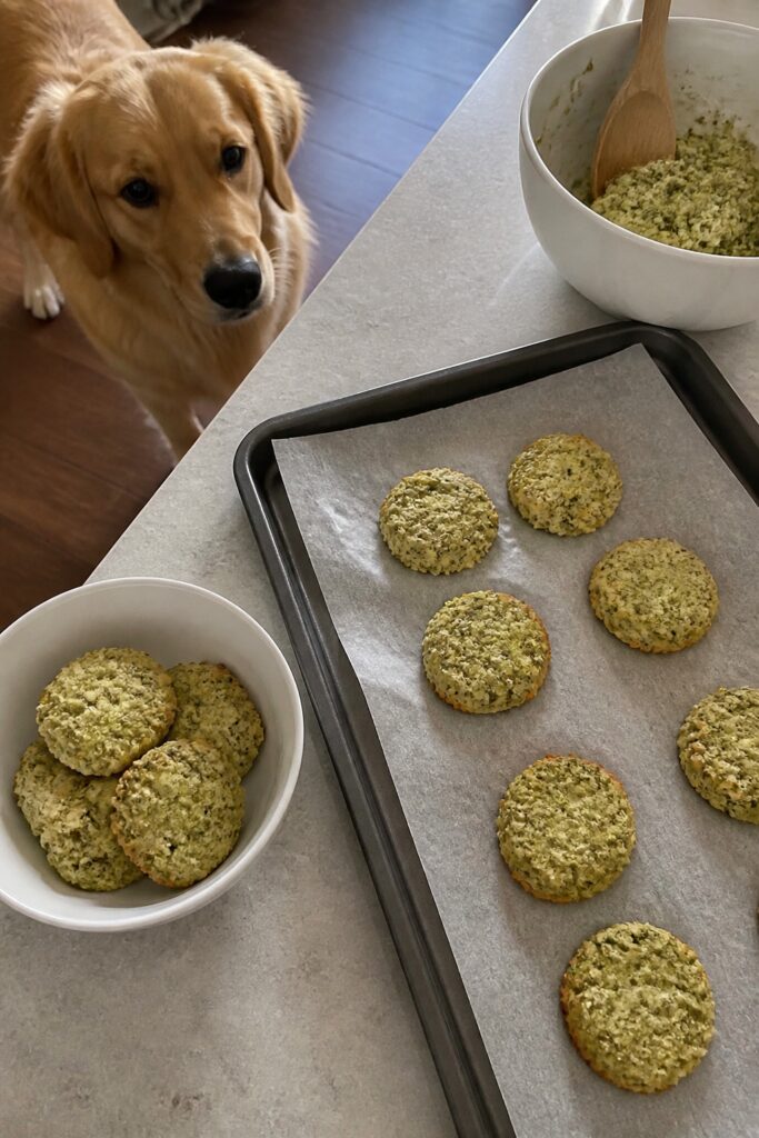 Same pet recipe photoshoot, same home kitchen, same natural window light, same smartphone camera sty