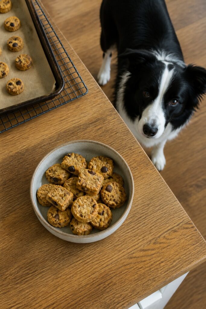 Same pet recipe photoshoot, same home kitchen, same natural window light, same smartphone camera sty