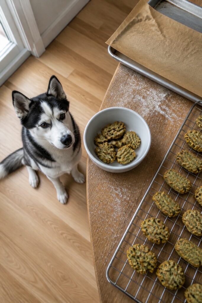 Same pet recipe photoshoot, same home kitchen, same natural window light, same smartphone camera sty