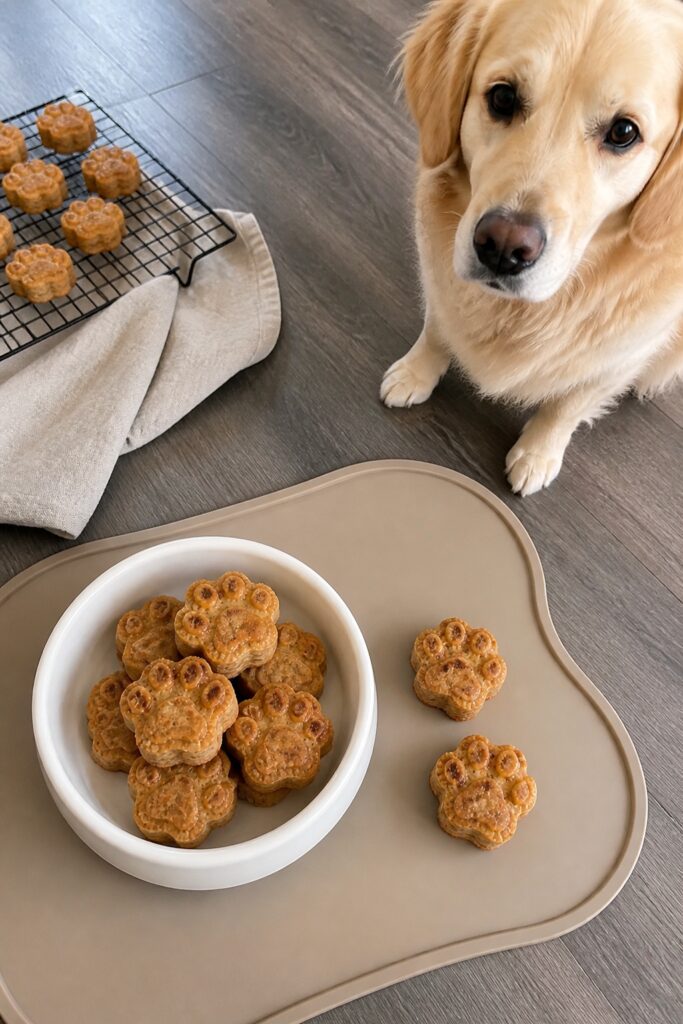 Same pet recipe photoshoot, same home kitchen, same natural window light, same smartphone camera sty