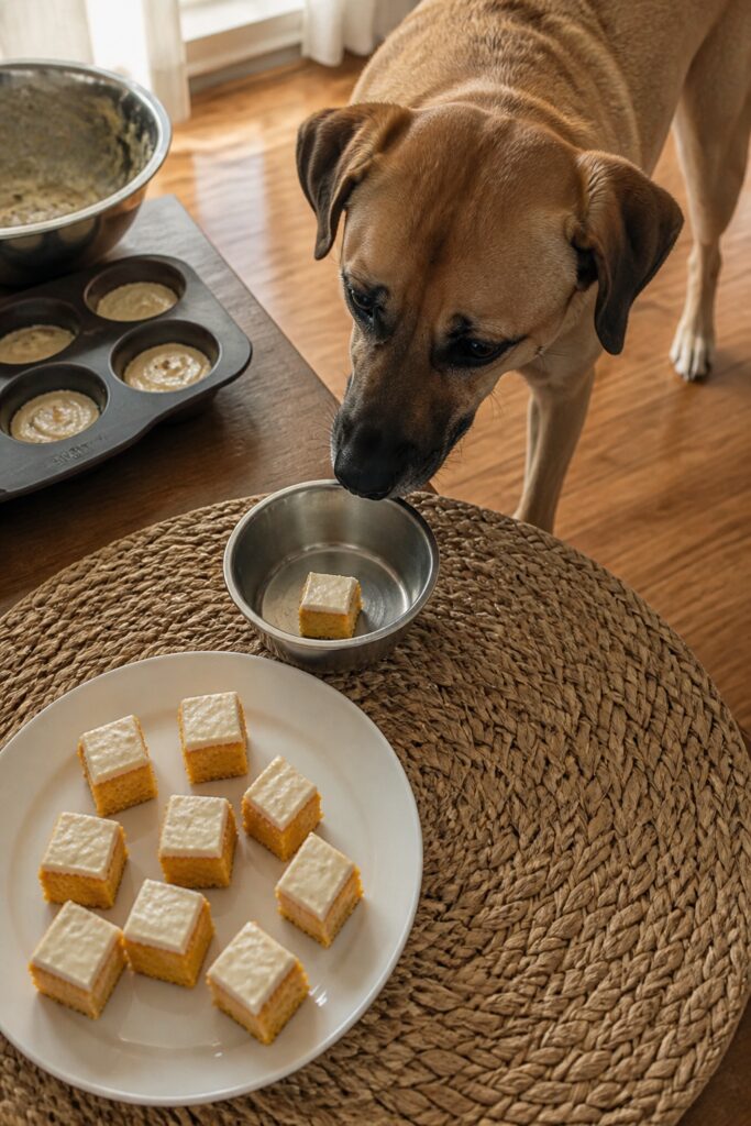 Same pet recipe photoshoot, same home kitchen, same natural window light, same smartphone camera sty