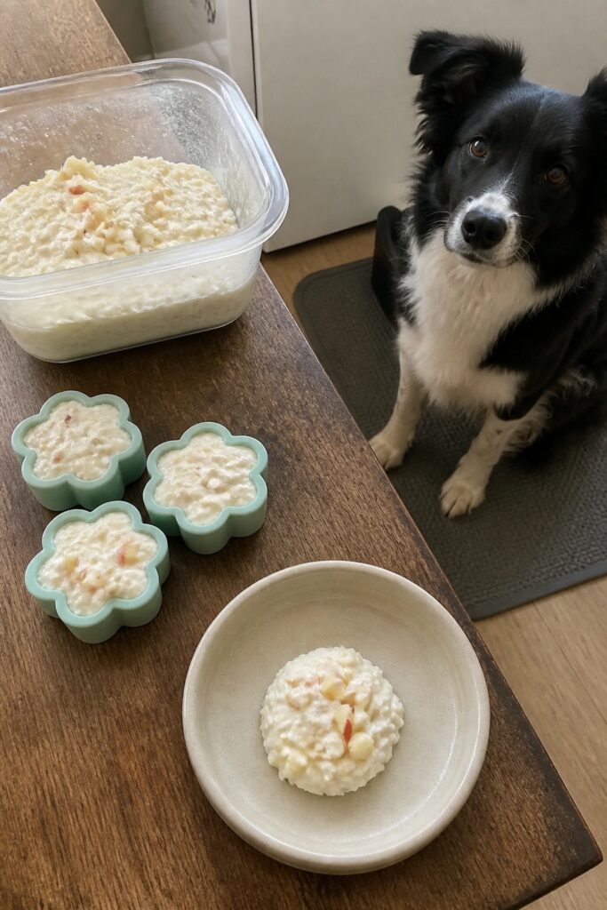 Same pet recipe photoshoot, same home kitchen, same natural window light, same smartphone camera sty