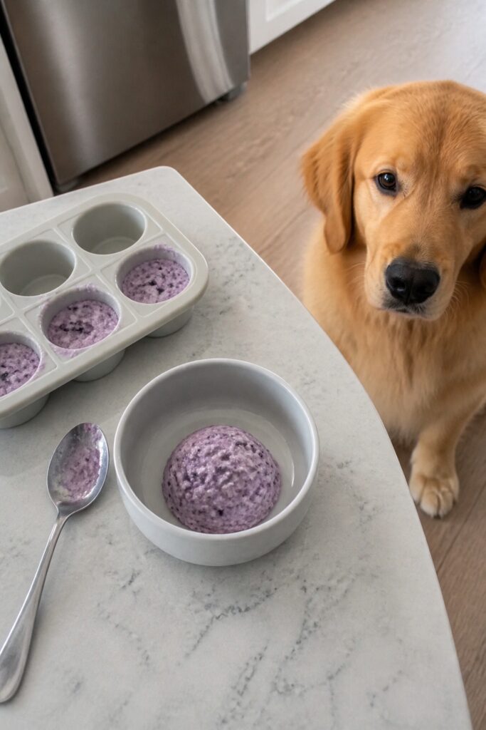 Same pet recipe photoshoot, same home kitchen, same natural window light, same smartphone camera sty