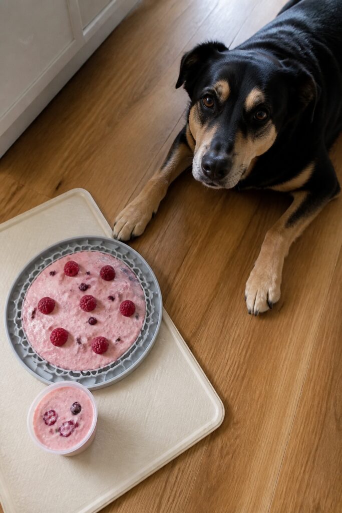 Same pet recipe photoshoot, same home kitchen, same natural window light, same smartphone camera sty