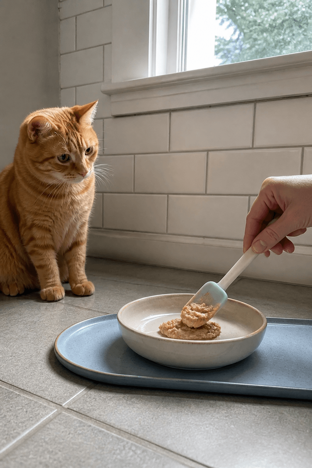 Same pet recipe photoshoot, same home kitchen, same natural window light, same smartphone camera sty