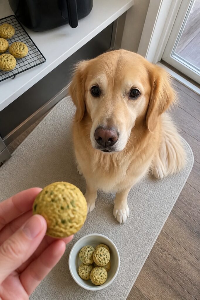 Same pet recipe photoshoot, same home kitchen, same natural window light, same smartphone camera sty