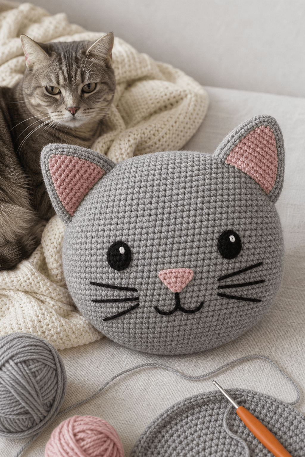 Crochet Cat Pillow Pattern